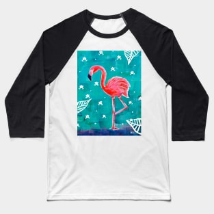 Neon Pink Tropical Flamingo Baseball T-Shirt